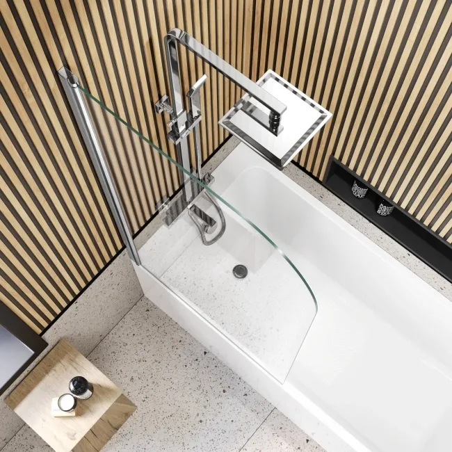 Linz Easy Clean 6mm Chrome Bath Screen - 800mm