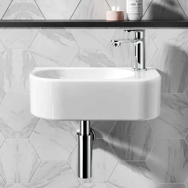 Georgia Wall Hung Right Hand 400mm Cloakroom Basin