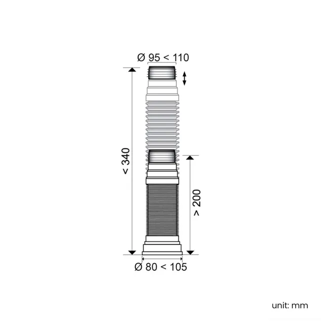 Wirquin Extendable Toilet Pan Connector - 200 to 340mm