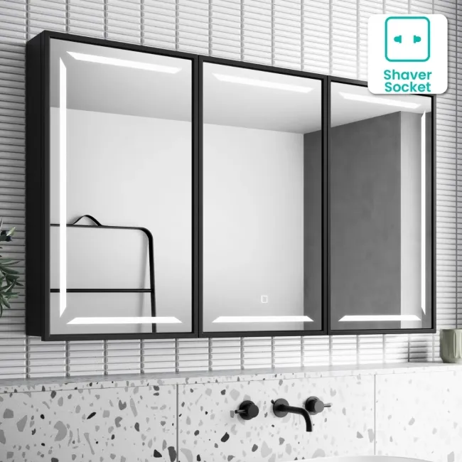 Mia Black Framed Illuminated LED Mirror Cabinet 710x1200mm