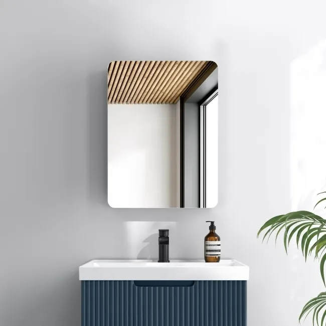 Aurora Matt Black Mirror Cabinet 600x450mm