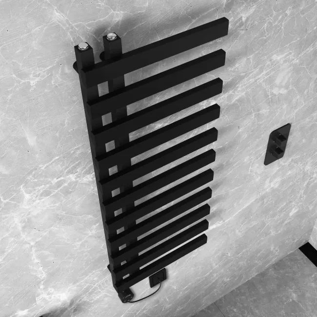 Palermo Electric Matt Black Designer Heated Towel Rail 1200x450mm
