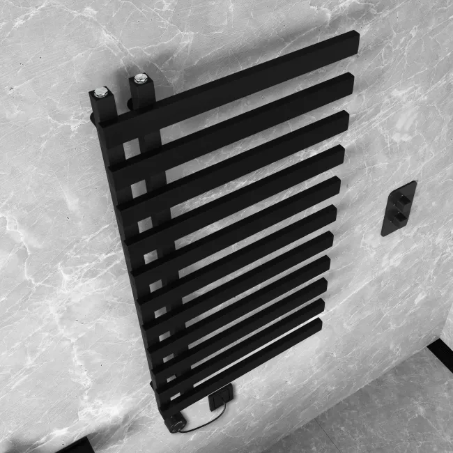 Palermo Electric Matt Black Designer Heated Towel Rail 1200x600mm