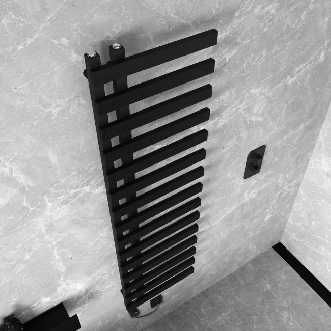 Palermo Electric Matt Black Designer Heated Towel Rail 1600x450mm