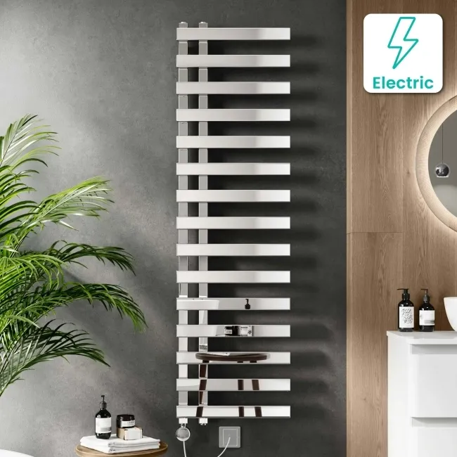 Palermo Electric Chrome Designer Heated Towel Rail 1600x450mm