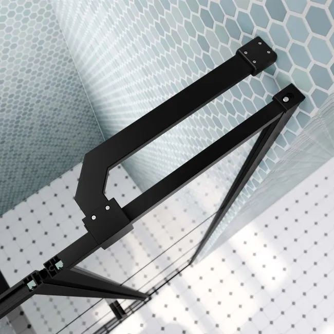 Toulon Matt Black Easy Clean 6mm Pivot Shower Door 1200mm