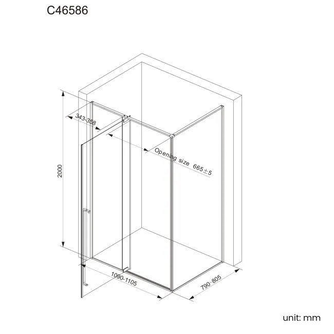Cologne Stainless Steel Easy Clean 8mm Hinged Shower Enclosure 1100x800mm