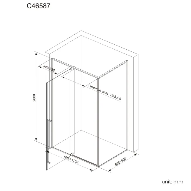 Cologne Stainless Steel Easy Clean 8mm Hinged Shower Enclosure 1100x900mm