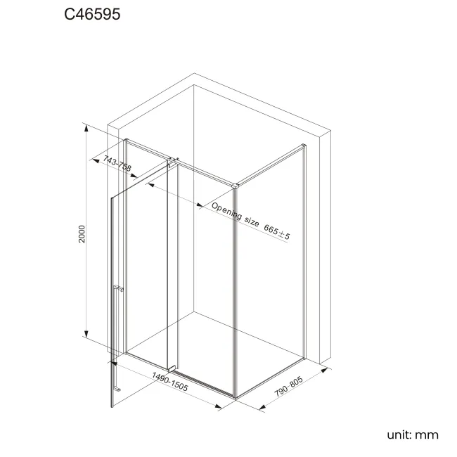 Cologne Stainless Steel Easy Clean 8mm Hinged Shower Enclosure 1500x800mm