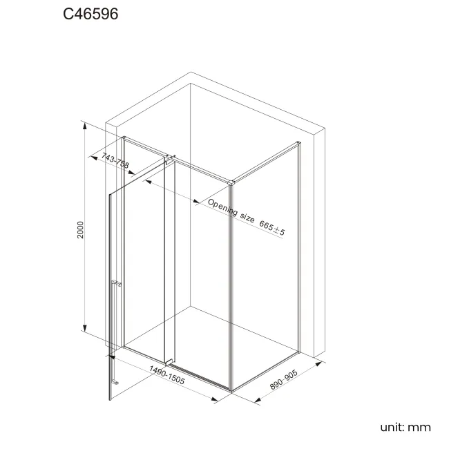 Cologne Stainless Steel Easy Clean 8mm Hinged Shower Enclosure 1500x900mm