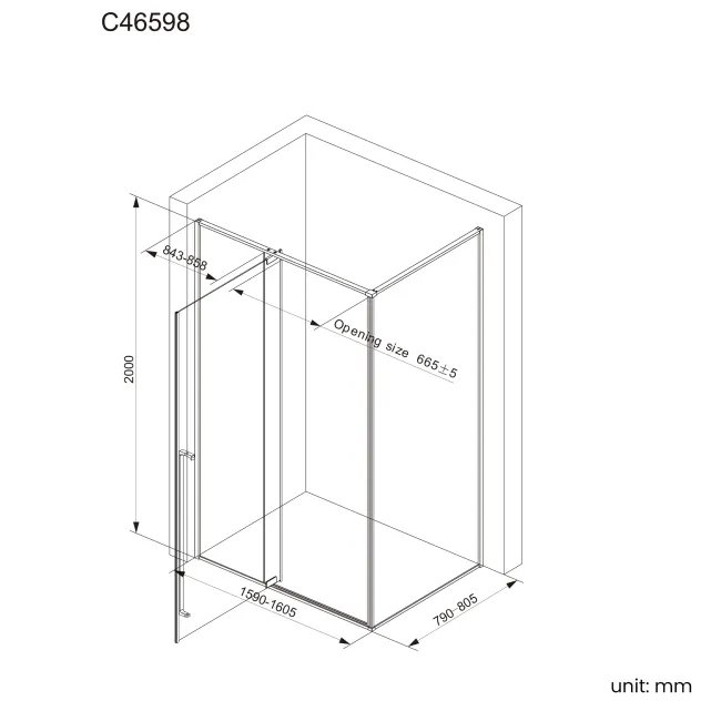 Cologne Stainless Steel Easy Clean 8mm Hinged Shower Enclosure 1600x800mm