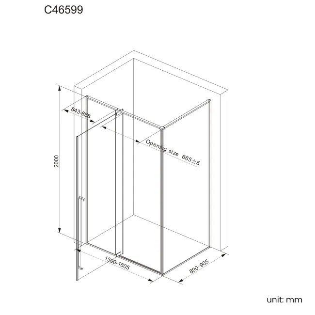 Cologne Stainless Steel Easy Clean 8mm Hinged Shower Enclosure 1600x900mm
