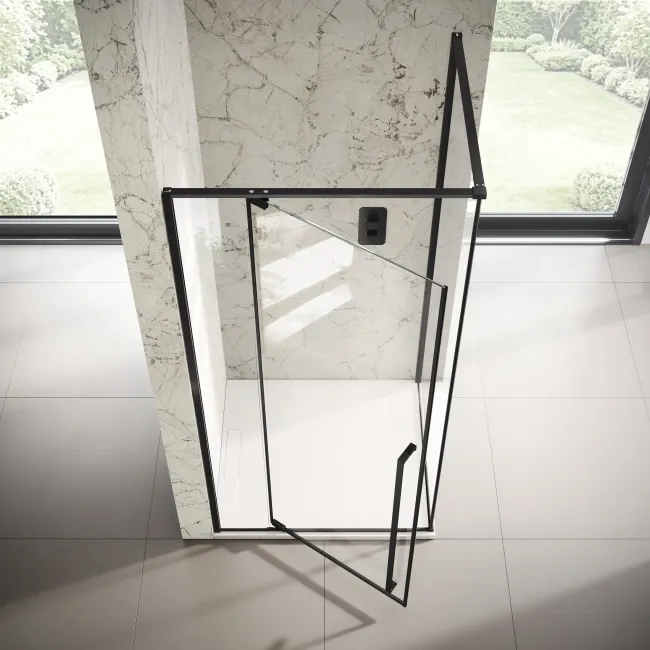 Cologne Matt Black Easy Clean 8mm Hinged Shower Enclosure 1000x800mm
