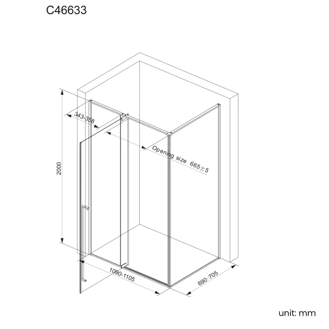 Cologne Brushed Brass Easy Clean 8mm Hinged Shower Enclosure 1100x700mm