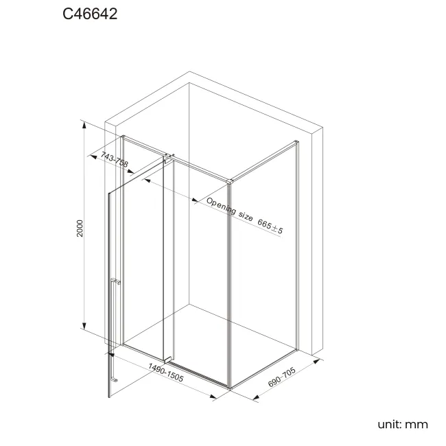 Cologne Brushed Brass Easy Clean 8mm Hinged Shower Enclosure 1500x700mm
