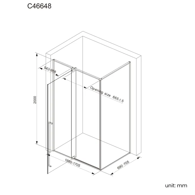 Cologne Brushed Brass Easy Clean 8mm Hinged Shower Enclosure 1700x700mm