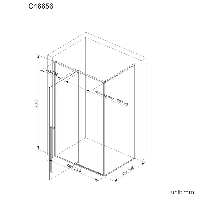 Cologne Brushed Gunmetal Easy Clean 8mm Hinged Shower Enclosure 1000x900mm
