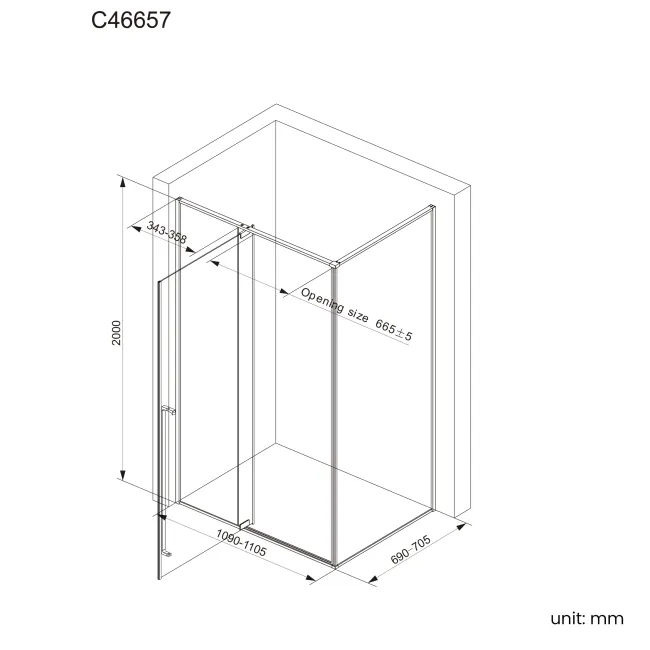 Cologne Brushed Gunmetal Easy Clean 8mm Hinged Shower Enclosure 1100x700mm