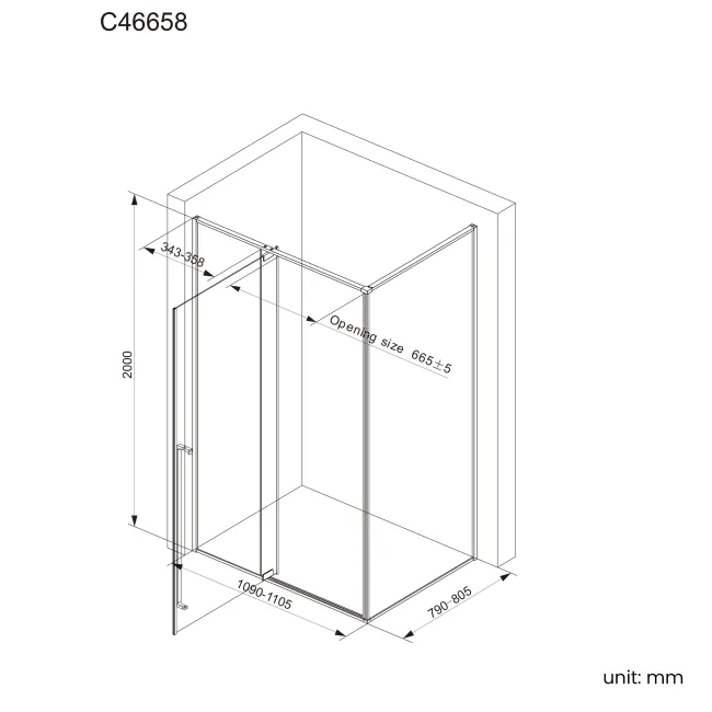 Cologne Brushed Gunmetal Easy Clean 8mm Hinged Shower Enclosure 1100x800mm