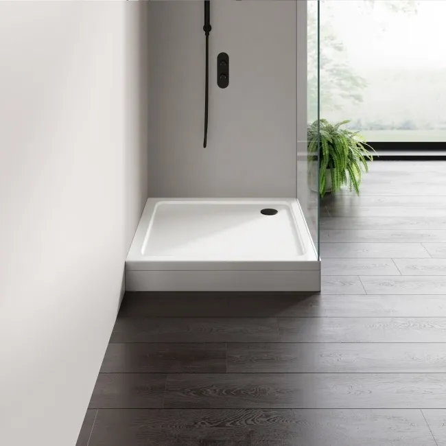 London Square Stone Shower Tray 900x900mm & Riser Kit
