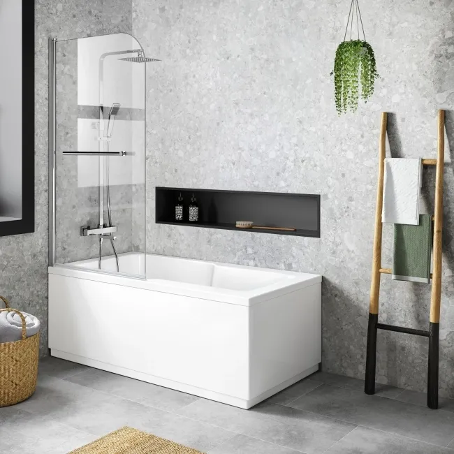 Dover 1500x750 Keyhole Shower Bath & 6mm Easy Clean Screen with Rail
