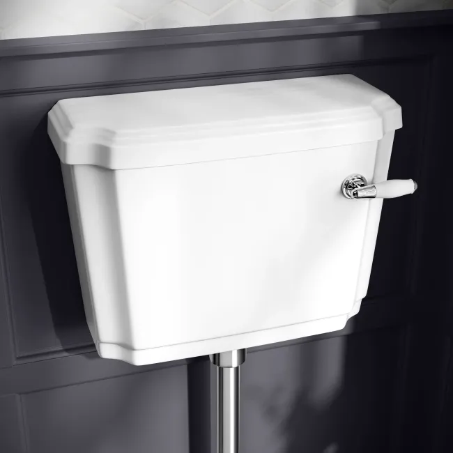 Hudson Traditional Low-Level Toilet With Cotton White Seat & Pedestal Basin - Double Tap Hole
