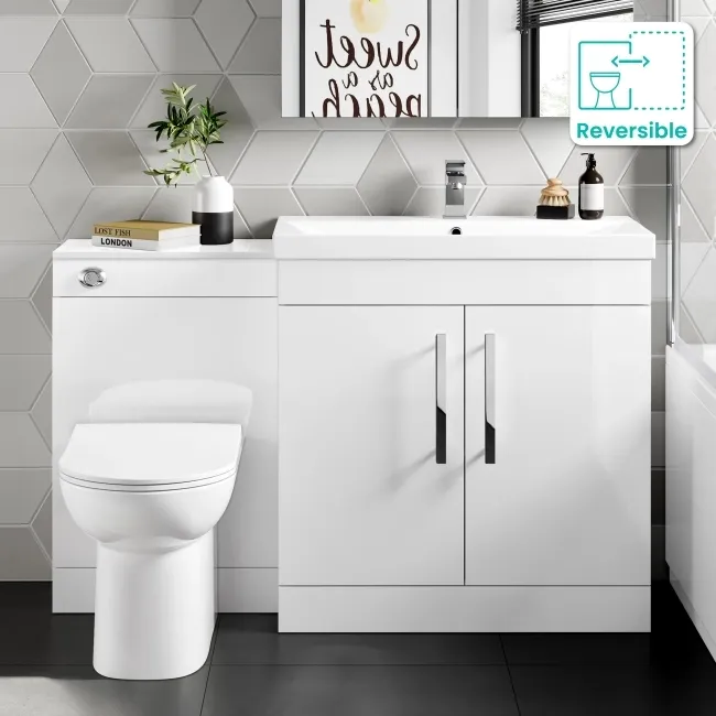 Avon Gloss White Combination Vanity Basin and Aruba Toilet 1300mm