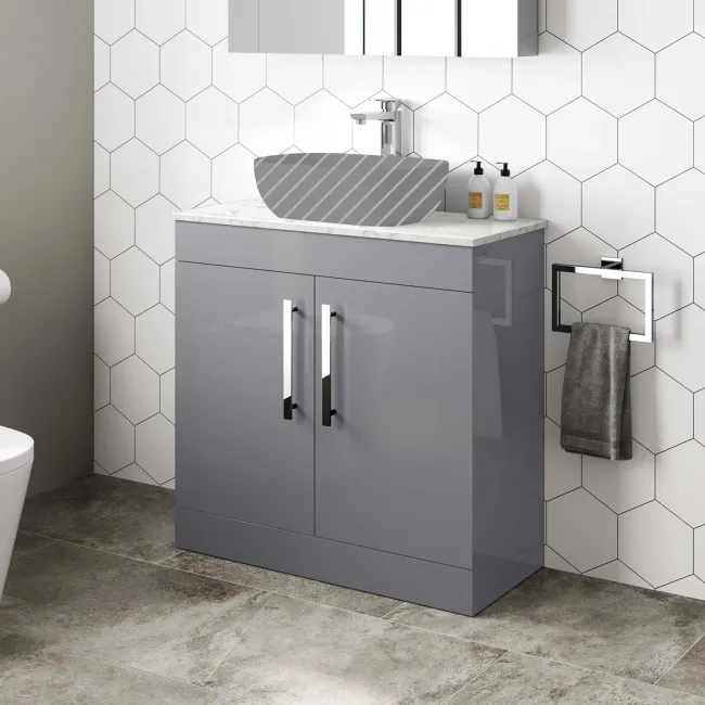 Avon Stone Grey Cabinet with Marble Top 800mm - Excludes Counter Top Basin