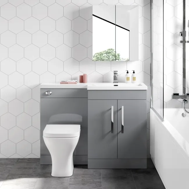 Avon Stone Grey Combination Vanity Basin and Atlanta Toilet 1100mm - Right Handed
