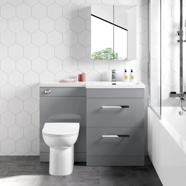 Avon Stone Grey Combination Basin Drawer and Aruba Toilet 1100mm - Right Handed