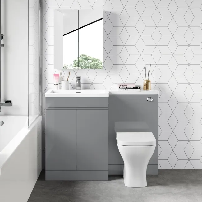 Trent Stone Grey Combination Vanity Basin and Atlanta Toilet 1100mm - Left Handed