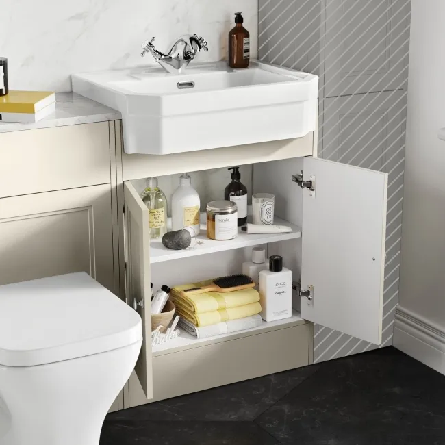 Monaco Chalk White Combination Vanity Traditional Basin with Marble Top & Atlanta Toilet 1200mm