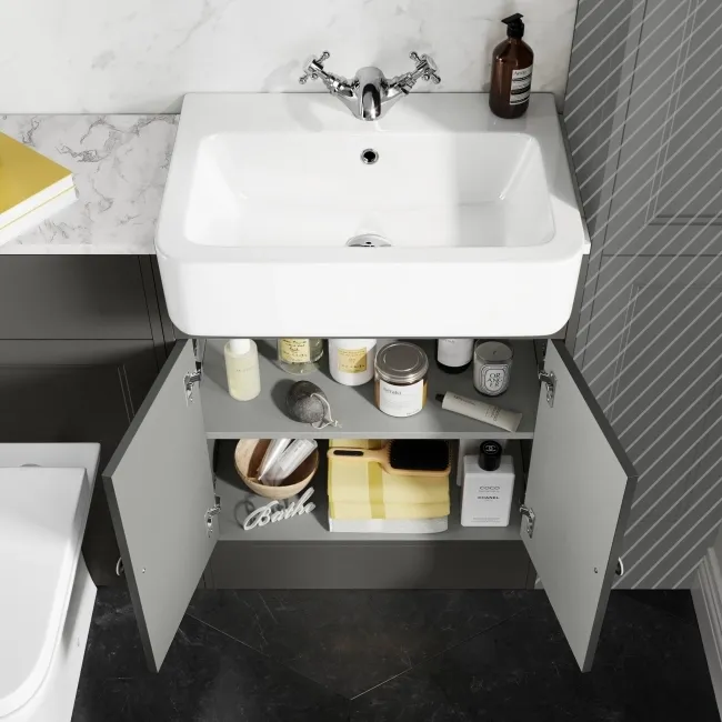 Monaco Graphite Grey Combination Vanity Basin with Marble Top & Atlanta Toilet 1200mm