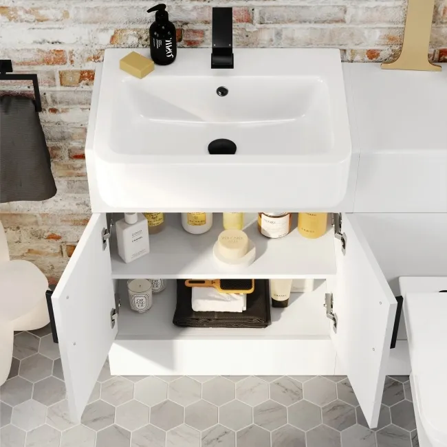 Harper Gloss White Combination Vanity Basin and Atlanta Toilet 1200mm - Black Accents