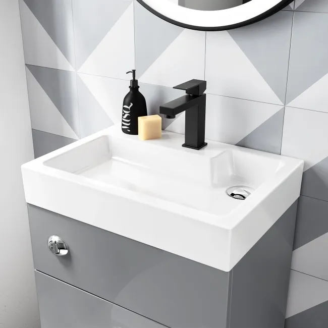 Ohio Stone Grey 2-In-1 Combined Wash Basin & Denver Toilet 500mm