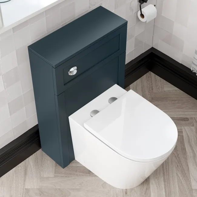 Bermuda Traditional Inky Blue Slimline Back To Wall Unit and Boston Toilet
