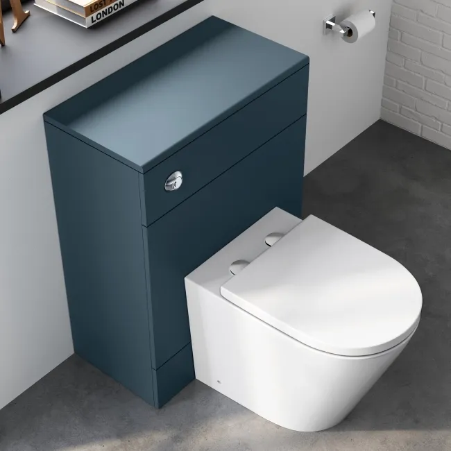 Harper Navy Blue Back To Wall Unit and Boston Toilet