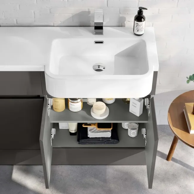 Foster Tungsten Grey Basin Vanity With Back To Wall Unit 1200mm (Excludes Toilet) - Right Handed