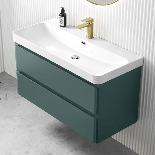 Corsica Midnight Green Basin Drawer Vanity 1000mm