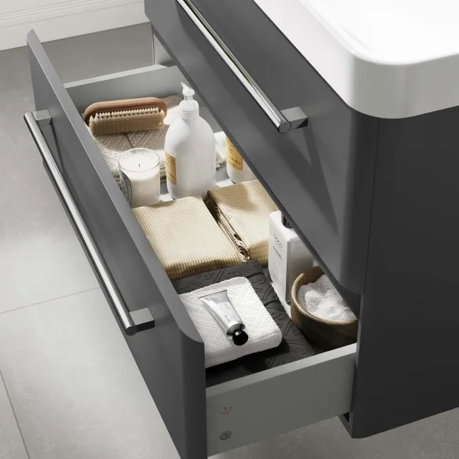 Omaha Slate Grey Wall Hung Basin Drawer Vanity 800mm