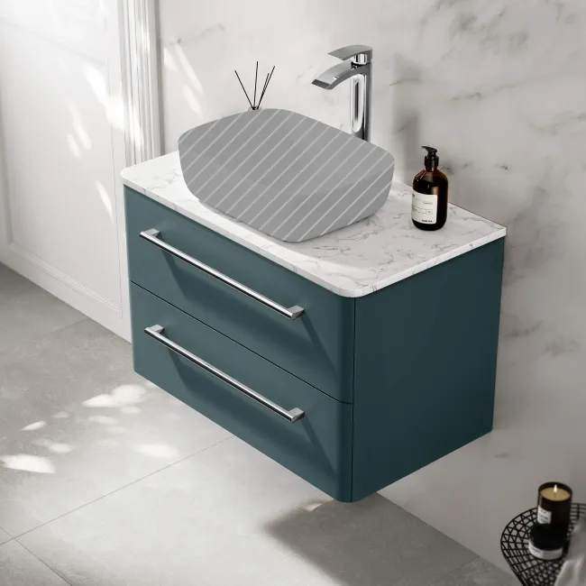 Omaha Mystic Green Wall Hung Drawer Vanity with Marble Top 800mm - Excludes Counter Top Basin
