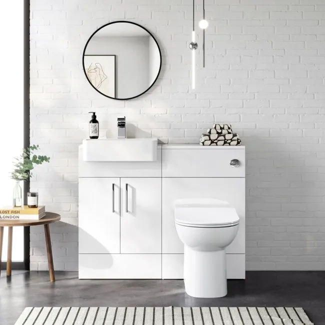 100% Waterproof - Harper Gloss White PVC Combination Vanity Basin & Aruba Toilet 1000mm
