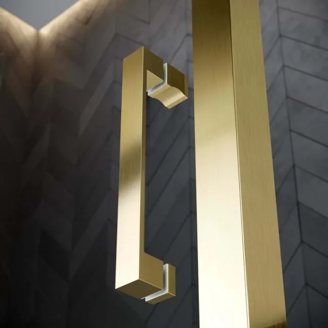 Hamburg Brushed Brass Easy Clean 8mm Sliding Shower Enclosure 1000x760mm - Easy Fix