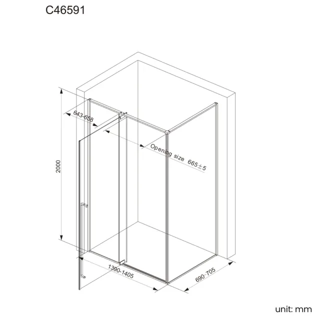 Cologne Stainless Steel Easy Clean 8mm Hinged Shower Enclosure 1400x700mm