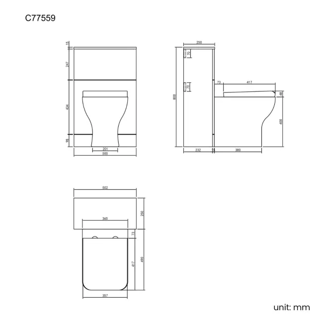 Elba Graphite Grey Slimline Back To Wall Unit and Atlanta Toilet - Black Accents