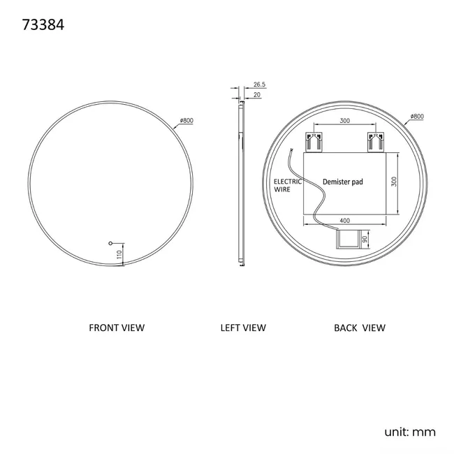 Delilah Brushed Brass Round Backlit Illuminated LED Mirror 800mm
