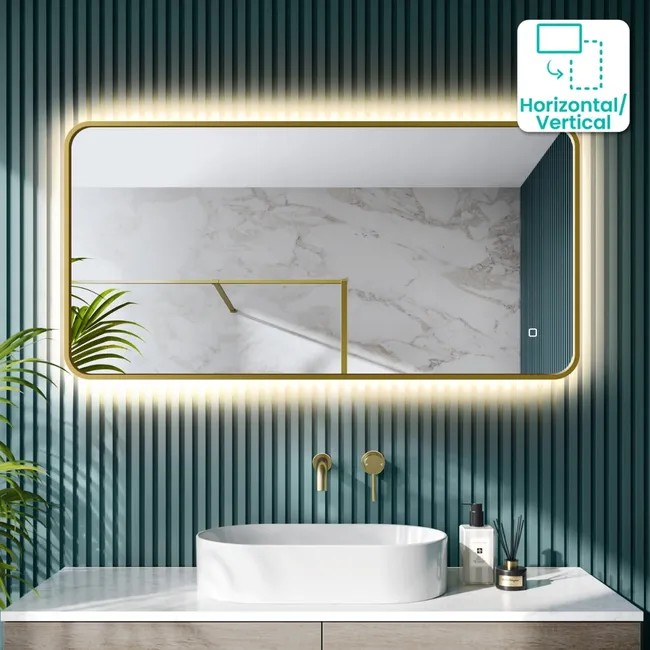 Mila Brushed Brass Backlit llluminated LED Mirror 600x1200mm