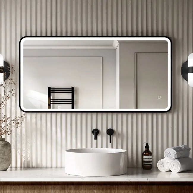 Mila Black Framed Illuminated LED Mirror 600x1200mm