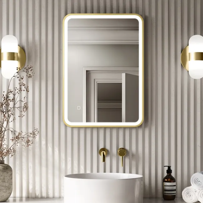 Mila Brushed Brass Illuminated LED Mirror 700x500mm