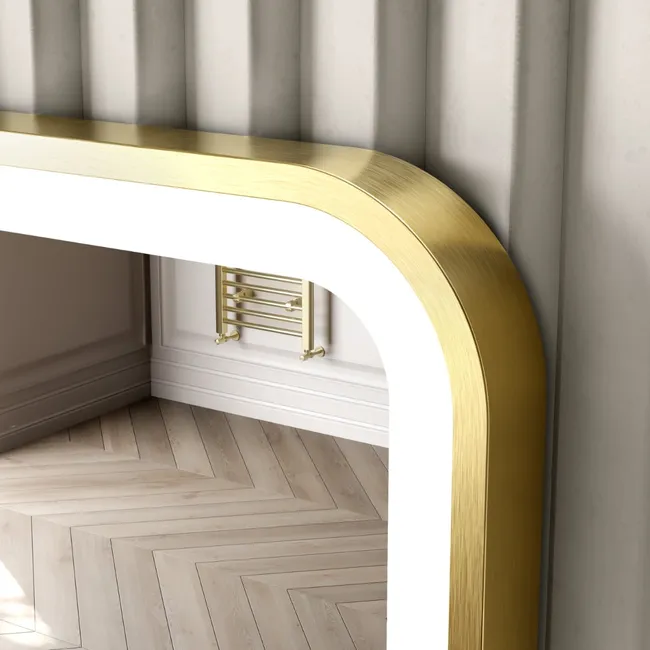 Mila Brushed Brass Illuminated LED Mirror 700x500mm